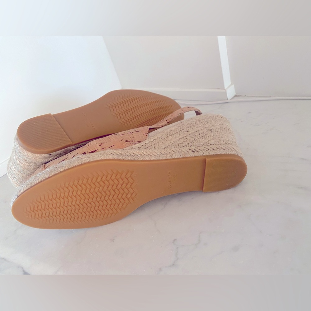 NWOT Cole Haan Cloudfeel Espadrille Wedge Slingback Cork-Natural Linen - Picture 11 of 13